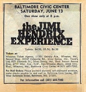 Baltimore Civic Center, June 13, 1970. Tix as low as $4.50.
